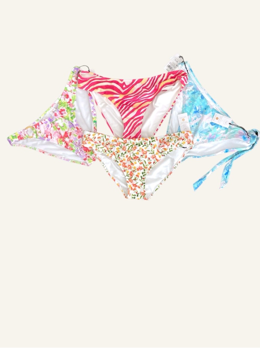 4 Swimsuit Bottoms Shade & Shore XL (16) Floral Stripe Bikini NEW
